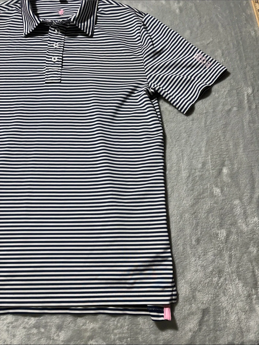 Polo Ralph Lauren Boys L 14-16 Striped Performance Polo Pink Pony
